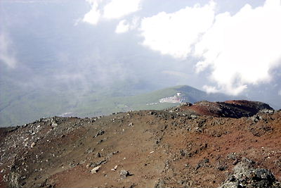白山岳（3756m）から見下ろす五合目と富士スバルライン